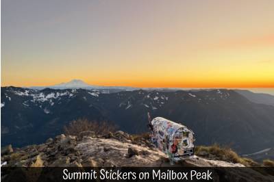 Summit Stickers on Mailbox Peak